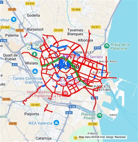 Carriles bici en Valencia: mapas y calles